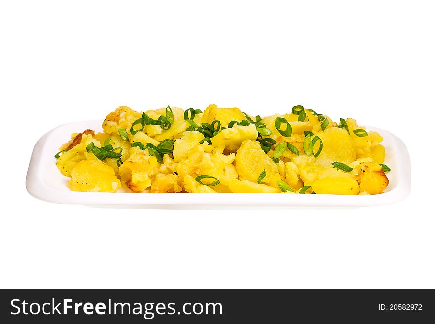 Baked Potatoes And Green Spring Onions Rings