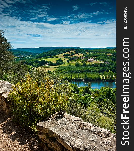 A view over the Dordogne valley, France taken fron the Jardins de Marqueyssac. A view over the Dordogne valley, France taken fron the Jardins de Marqueyssac