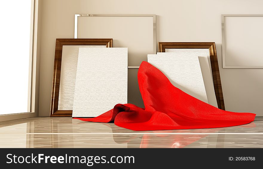 Blank Canvas with Red Cloth