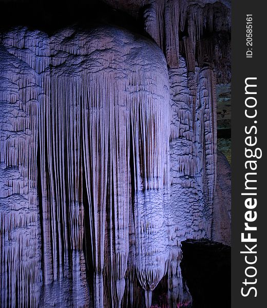 Beautiful stalactite in the cave Yinziyan, Yangshuo, Guilin, China
