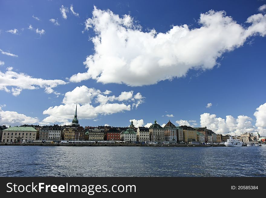 Panorama of an old city center in Stockholm, Sweden. Panorama of an old city center in Stockholm, Sweden