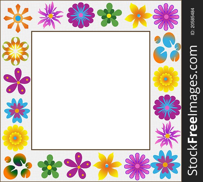 Colorful flowers frame in retro style