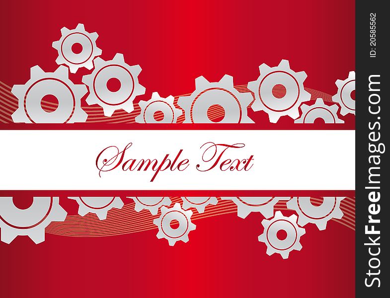 Silver gears with waves with white frame over red background. vector. Silver gears with waves with white frame over red background. vector