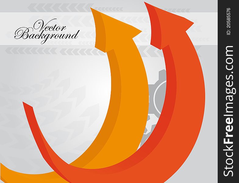 Orange arrows background over gray and white background. vector