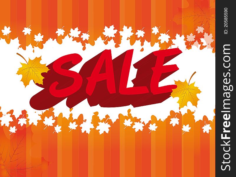 Orange, gold, red autumn sale over orange lines background. vector. Orange, gold, red autumn sale over orange lines background. vector