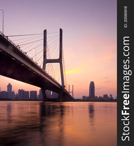 Named bayi bridge in the night of shanghai china.