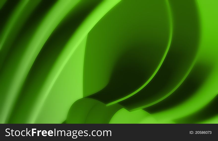 Green 3d waves abstract background.