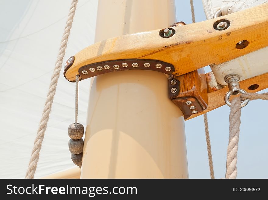 View of the mast and rigging on the private sail yacht. View of the mast and rigging on the private sail yacht.