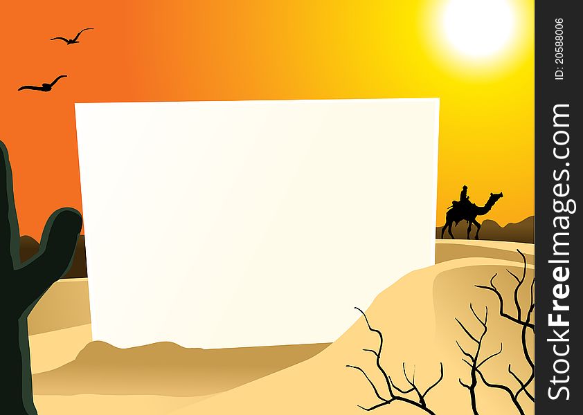 Image of blank board in the middle of desert. Image of blank board in the middle of desert