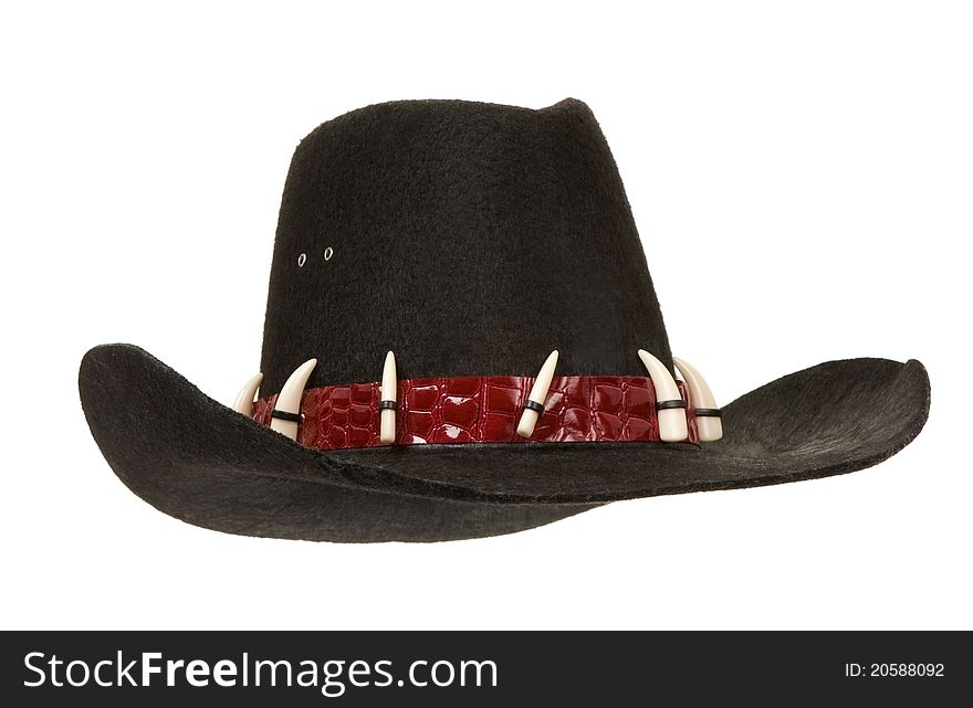 Black cowboy hat isolated on white background