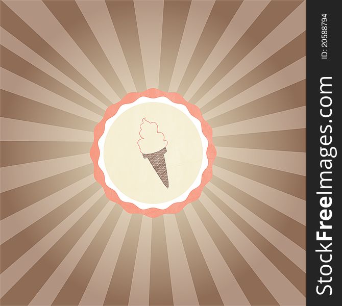 Icon of vanilla ice cream cone. Icon of vanilla ice cream cone