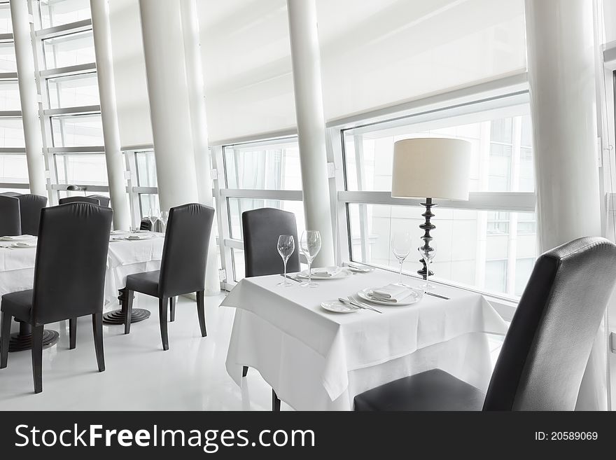 White dining room and table setting