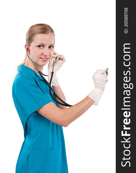 Young female doctor  with stethoscope