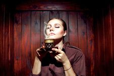 Beautiful Woman With Coffee Stock Photography