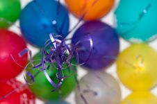 Colored Balls Flying, Blue Ropes Stock Images Colored Balls Flying, Blue Ropes Stock Images