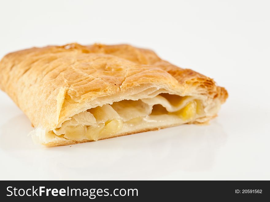 Pineapple pie isolated on white background