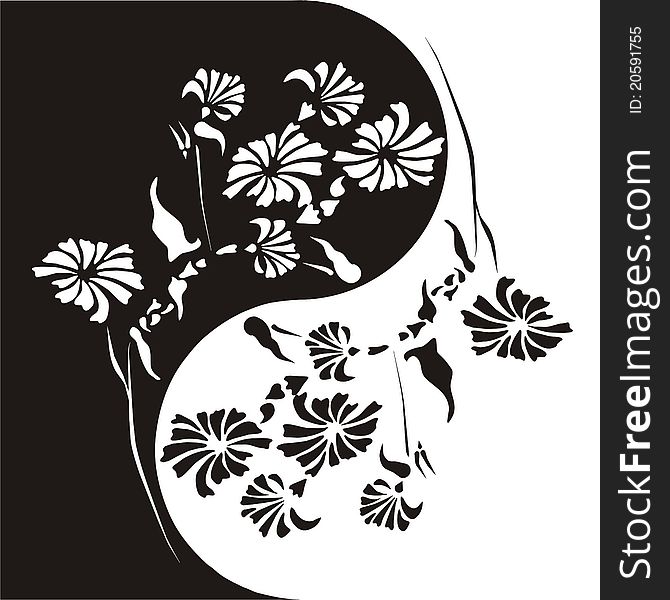 Beautiful white and black floral background illustration
