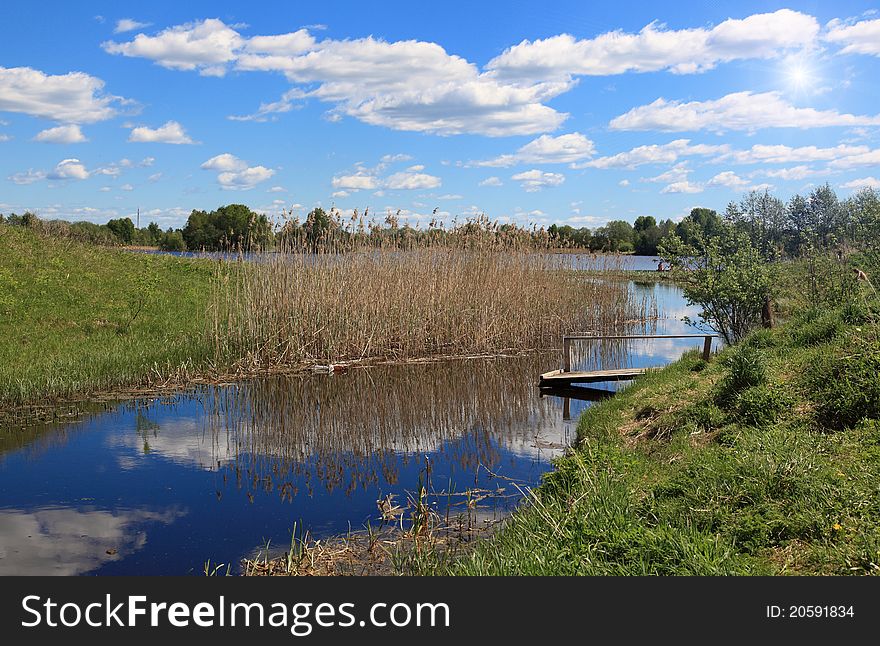 Landscape with river and forest in summer. Landscape with river and forest in summer