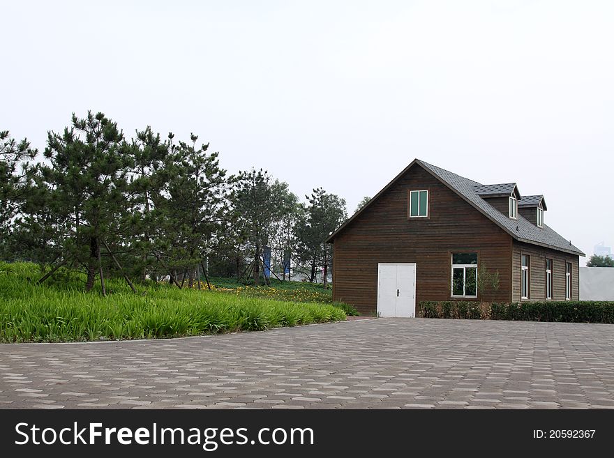 Wooden house in the park