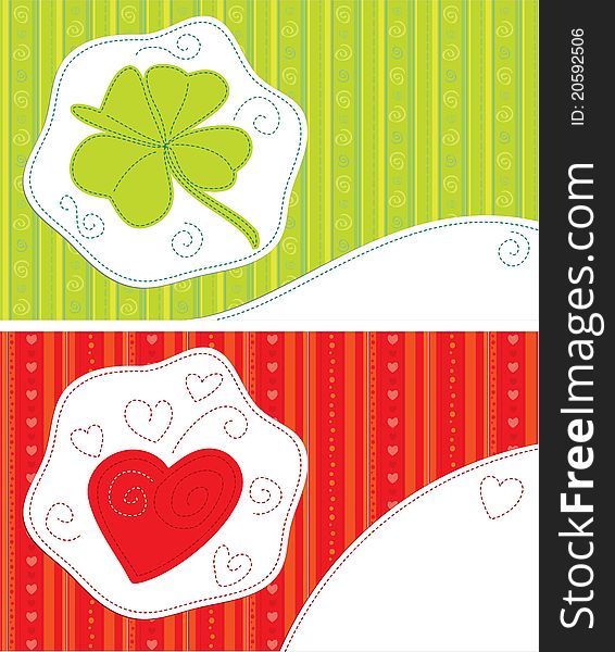 Good luck, With love. Patchwork style, with copy space. Vector illustration. Good luck, With love. Patchwork style, with copy space. Vector illustration