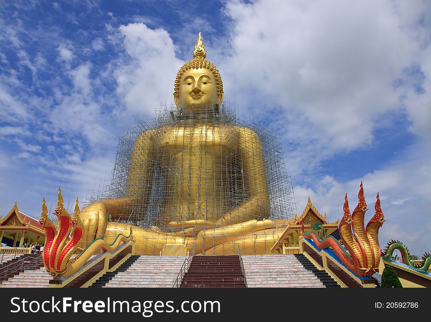 Big Golden Buddha With Sky At