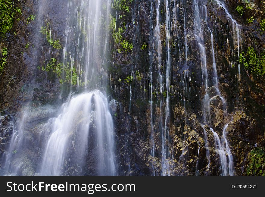 A long exposure of a waterfall. A long exposure of a waterfall