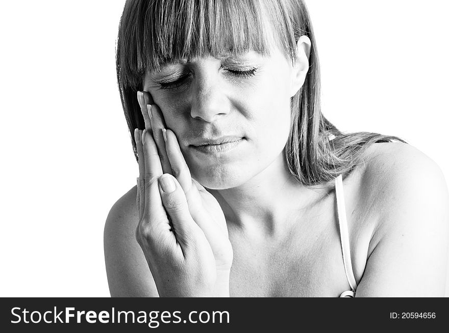 Attractive woman suffers from toothaches