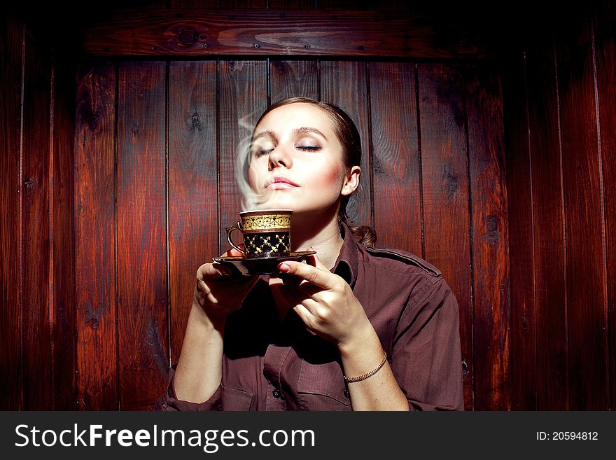 Beautiful woman with cup of coffee. Beautiful woman with cup of coffee