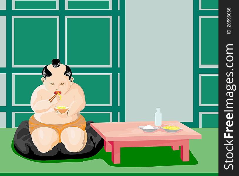 Editable picture of japanesse traditional culture (sumo)