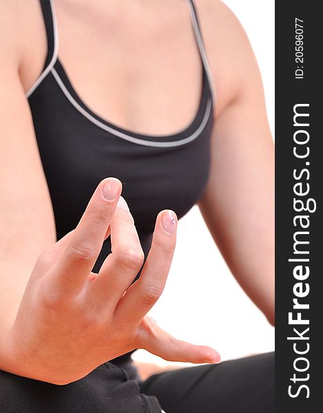 Close up of hands during meditation.