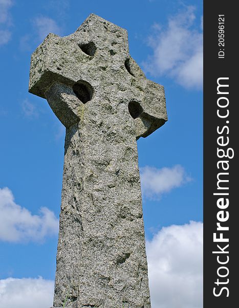 Ancient Irish celtic cross in granite