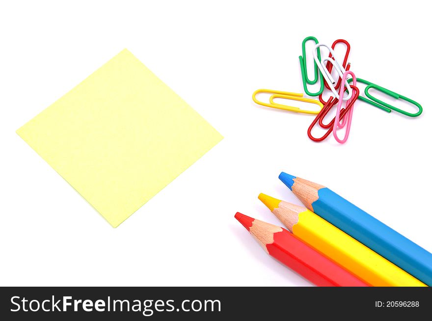 Set of pencils, post-its and other useful supplies for the school