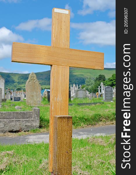 Wooden cross poor pauper's grave