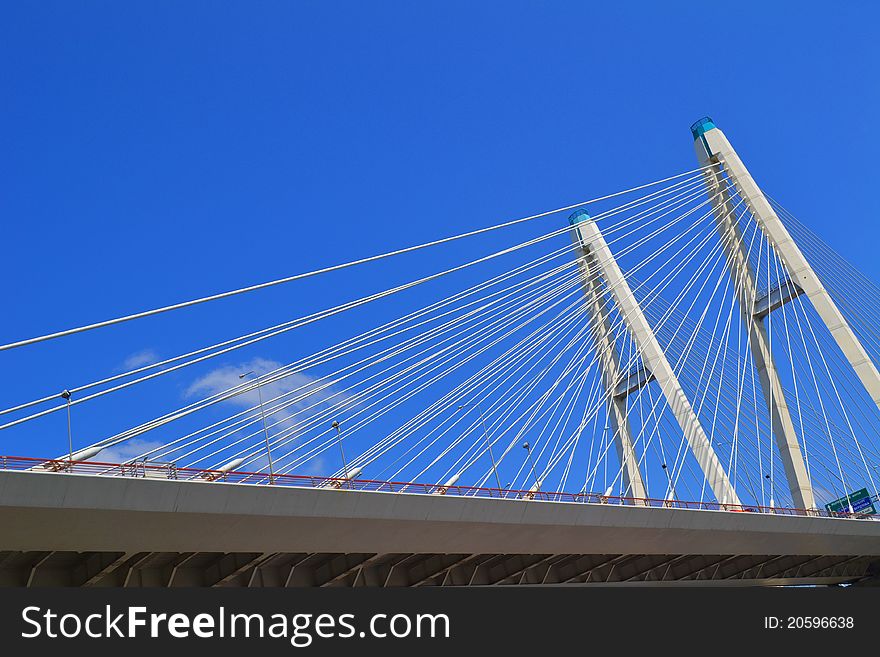 Cable-stayed bridge in St. Petersburg over the River Neva