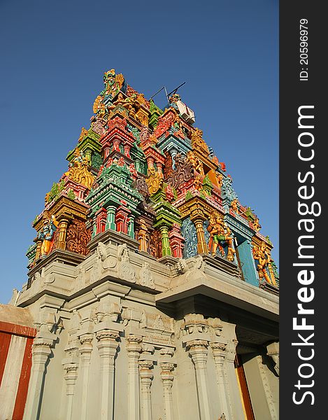 Traditional statues of gods and goddesses in the Hindu temple, south India, Kerala