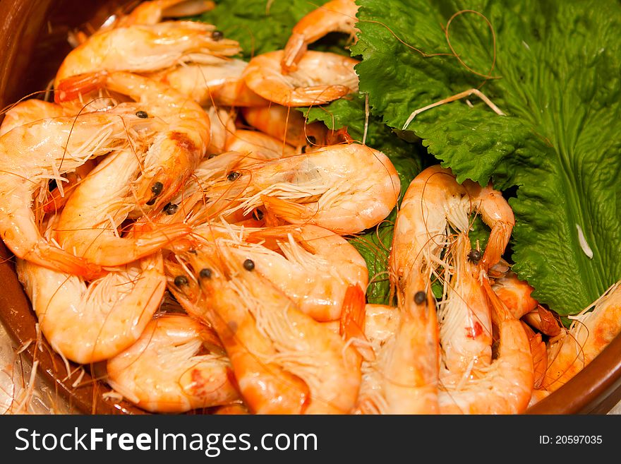 The food fresh delicious shrimp.