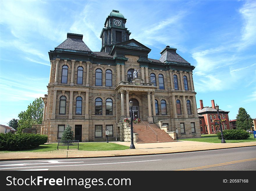 Old small town court house in rural Amish country in Ohio