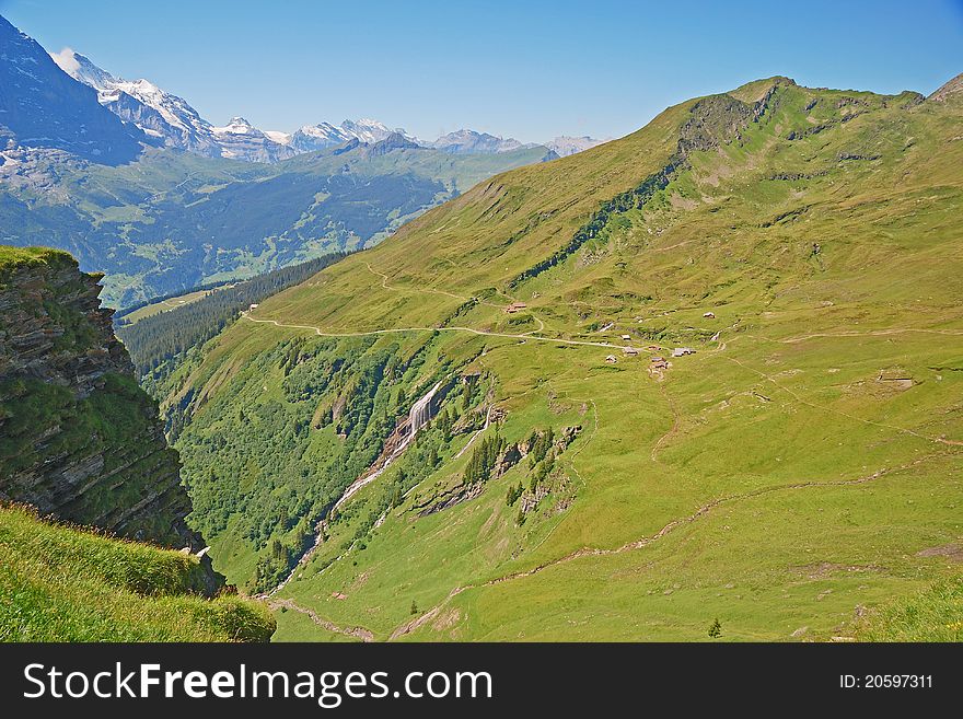 Landscape of the mountains of the Jungfraujoch in south of Swiss