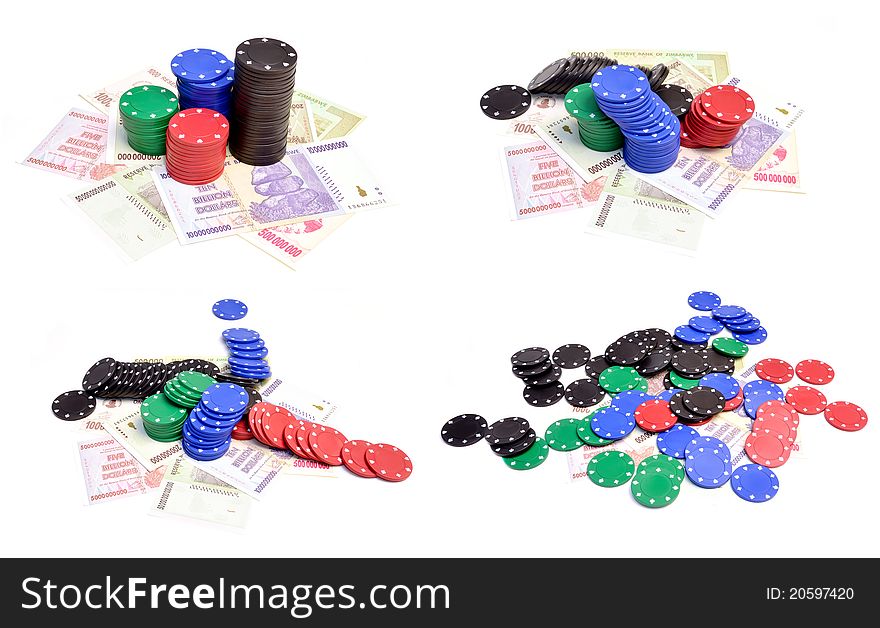 Poker chips and millions dollars