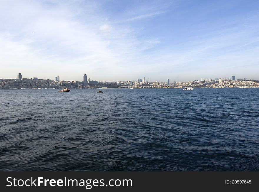 View the European side of Istanbul strait. Istanbul-Turkey. View the European side of Istanbul strait. Istanbul-Turkey