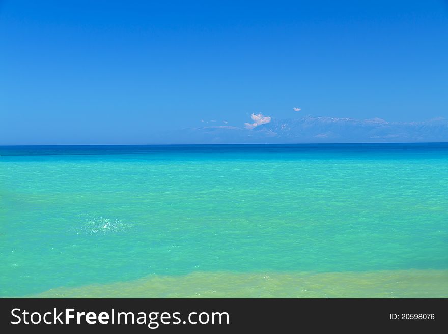 Blue sky and a beautiful exotic greek sea. Blue sky and a beautiful exotic greek sea