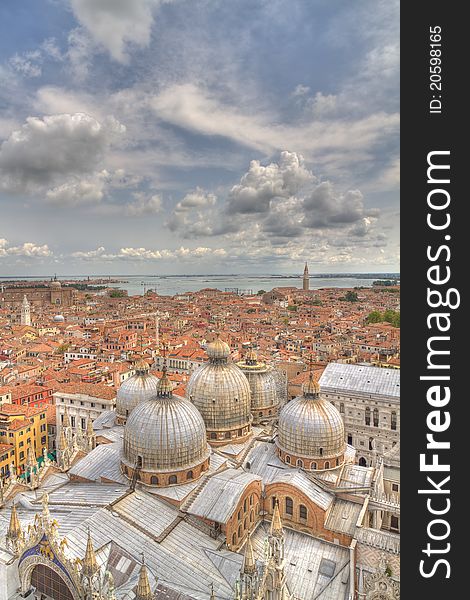 Panoramic aerial view of Venice Italy