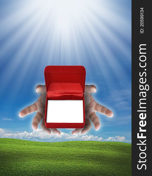 Blank red box for giving concept on an attractive background. Blank red box for giving concept on an attractive background.