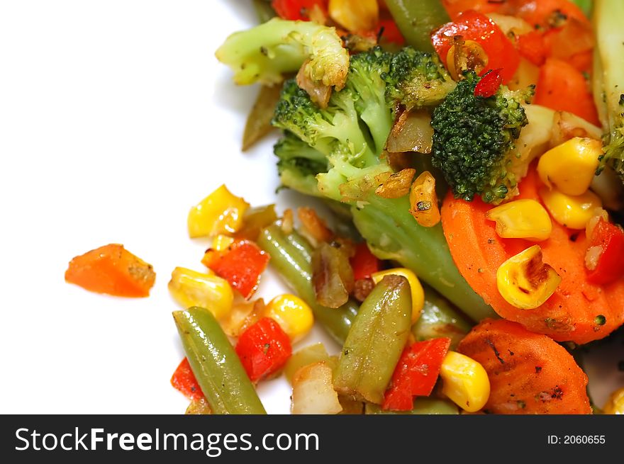 Vegetables - sliced carrots, corns, peppers and others.