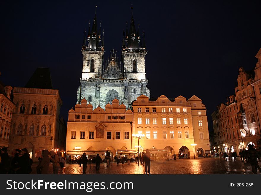 Tyn Church and Old Town Square in Prague