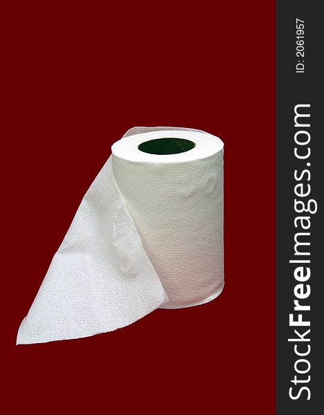 Toilet tissue isolated in a red background