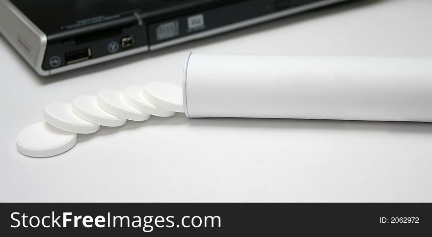 Tablets on white surface table