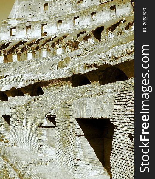 Interior of The Colosseum, Roman Ruins, Rome, Italy