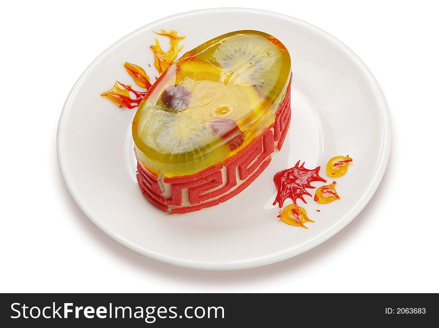 Cake with fruits, isolated, dessert