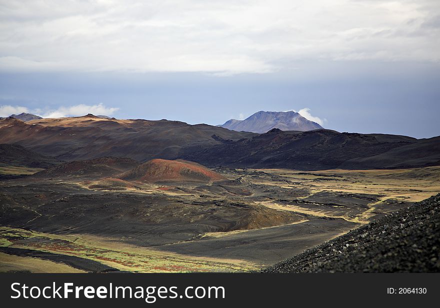 The volcanic landscape near Krafla Iceland. The volcanic landscape near Krafla Iceland